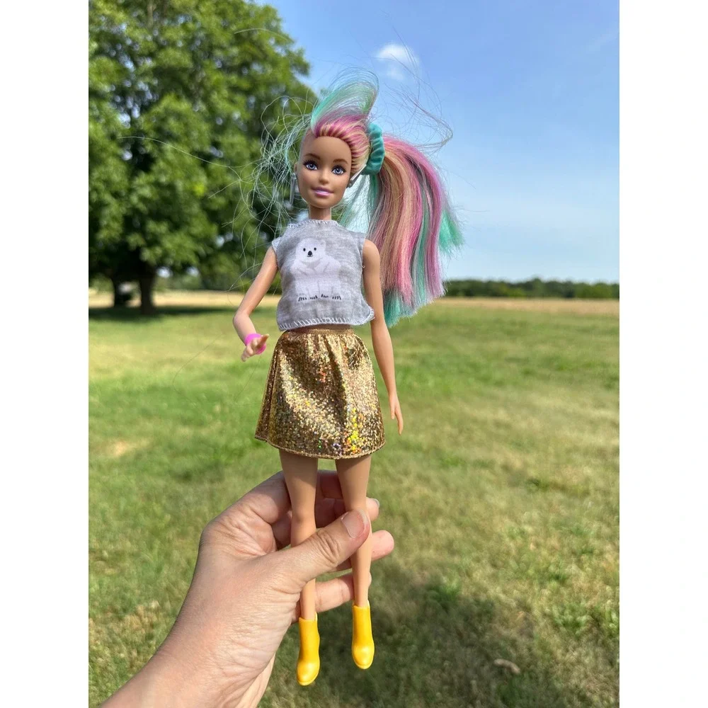 Barbie Doll Lot of 5 Ballerina Rainbow Fashion Gold‎ Swimsuit Multi-Color Hair